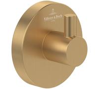 Villeroy & Boch Toallero de gancho Elements Tender, gancho toallero de baño para montaje en la pared, fabricado con zinc, accesorio de baño, redondo, 54 x 32 x 54 mm, Oro cepillado