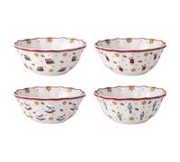 Villeroy & Boch - Toy's Delight Aniversario juego de cuencos 4 piezas colorido, cuenco de Navidad, vajilla navideña para 4 personas, bol pequeño, decoración navideña, porcelana premium