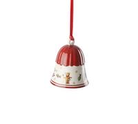 Villeroy & Boch Toy's Delight Decoration Adorno de Navidad Campana, Porcelana, Rojo/Blanco/Dorado