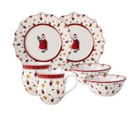 Villeroy & Boch - Toy's Delight set de desayuno para 2 personas Papá Noel 6 piezas colorido, vajilla de Navidad, Vajilla con platos, tazas y cuencos de desayuno, porcelana premium
