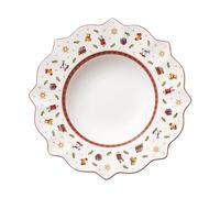 Villeroy & Boch - Toy's Delight Plato Hondo Rojo y Blanco, Apto para Microondas, Plato Sopa Navidad, Vajilla Navidad Toys, Plato Navideño, Cuenco Sopa, Bol de Sopa, Premium Porcelain