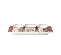 Villeroy & Boch Toy's Delight Set para Salsas, 4 Piezas, Porcelana Premium, Blanco/Rojo
