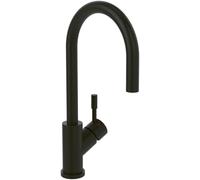 Villeroy & Boch Umbrella Flex, grifo de cocina de alta presión, grifo de fregadero con rociador extraíble y alcance giratorio de 360°, bajo consumo, altura del caño 220 mm, negro mate