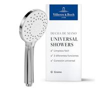 Villeroy & Boch Universal Showers Cabezal de ducha - Ducha de mano con 3 modos de chorro, limpieza EasyClean, ahorro de agua, antirreflujo, conexión universal - Cromo
