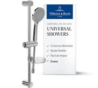 Grifo de ducha Universal Showers de Villeroy & Boch, set de grifería con soporte ajustable para el cabezal y el mango con 3 tipos de chorro, redondo, alcachofa de ducha, Chrom