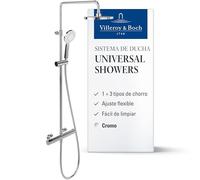Villeroy & Boch Universal Showers sistema de ducha - Ducha de lluvia con termostato y mango - 3 modos de suministro - Soporte flexible - Fácil de montar y limpiar - Cromado
