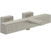 Villeroy & Boch Universal Taps & Fittings - Termostato para bañera con protección contra quemaduras y bloqueo de seguridad a 38°, mezclador monomando para bañera, cuadrado, níquel cepillado mate