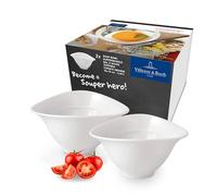 Villeroy & Boch - Vapiano Cuenco Grande Set de 2 Piezas Blanco, Apto para Lavavajillas, Apto para Microondas, Tazón para Cereales, Cuencos para Sopa, Vajilla Blanca, Cuencos Blancos, Porcelana Premium