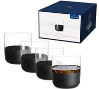 Villeroy & Boch Vasos Chupito Manufacture Rock, Set De 4, Cristal Con Base Negro Mate, Capacidad 40Ml