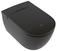 Villeroy & Boch ViClean, inodoro de ducha sin borde con asiento de inodoro, DirectFlush, 385x400x595mm, V0E100R7, Color: Negro puro CeramicPlus