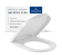 Villeroy & Boch Architectura, asiento de inodoro - Tapa de WC blanco brillante de Duroplast resistente - Aro con bisagras de acero inoxidable - Diseño en forma de D - Recambio original
