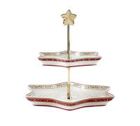 Villeroy & Boch Winter Bakery Delight Soporte Bandeja Acebo de 25.5 cm, Porcelana, Multicolor, 28x32x8.5 cm