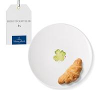 Villeroy & Boch - With Love plato de desayuno Good Luck 21x21x2,5cm, porcelana premium, regalo, plato pequeño, plato para tarta, ensalada o postre, apto para lavavajillas y microondas