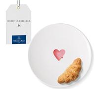 Villeroy & Boch - With Love plato de desayuno Sending Love 21x21x2,5cm, porcelana premium, regalo, plato pequeño, plato para tarta, ensalada, postre, apto para lavavajillas y microondas