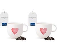 Villeroy & Boch - With Love taza con asa Sending Love 12,5x9,5x8,5cm, porcelana premium, regalo, taza de café, tazón, taza de té 290 ml, apta para lavavajillas y microondas (Paquete de 2)