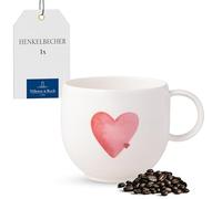 Villeroy & Boch - With Love taza con asa Sending Love 12,5x9,5x8,5cm, porcelana premium, regalo, taza de café, tazón, taza de té 290 ml, apta para lavavajillas y microondas