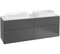 Villeroy und Boch Finion Módulo de lavabo, 1600x603x501mm, placa de cubierta Negro Mate, F72200HG, Color: Laca mate azul noche