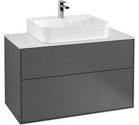 Villeroy und Boch Finion Unidad de lavabo, 1000x603x501mm, con iluminación LED, placa de cubierta Blanco Mate, G10100GM, Color: Laca Mate Oliva