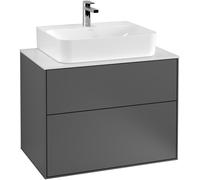 Villeroy und Boch Finion Unidad de lavabo, 800x603x501mm, con iluminación LED, placa de cubierta Negro Mate, G09200GK, Color: Antracita mate
