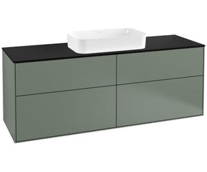 Villeroy und Boch Finion Vanity unit, 1600x603x501mm, con iluminación LED, placa de cubierta Negro Mate, G32200GM, Color: Laca Mate Oliva