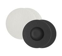 Villeroy und Boch Pizza & Pasta Set Manufacture Rock, platos gourmet y platos de pasta para 2 personas, vajilla de pizarra de porcelana premium, apta para lavavajillas y microondas, color blanco y