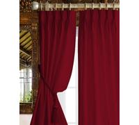 Villey Drapes Cortinas opacas plisadas de triple pellizco con aislamiento térmico para oscurecer la habitación, para dormitorio/sala de estar, paquete de 1 panel, alzapaños y ganchos (borgoña,