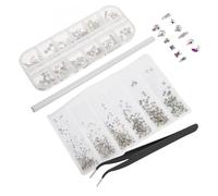 VILLFUL 1 Juego Kit de Gemas de Cristal Ab para Uñas con Lápiz y Pinzas de Variadas Rhinestones y Planos para Decoración de Arte de Uñas