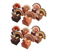 VILLFUL 12 Piezas Cajas de Regalo de Papel para Acción de Gracias Cajas Multicolor con Forma de Pavo para Galletas y Chocolates para Fiestas y Eventos Otoñales