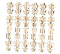 VILLFUL 12 Piezas De Rodajas De Flores De Madera Para Decoración Del Hogar Recortes De Flores De Madera En Blanco Adornos De Adornos