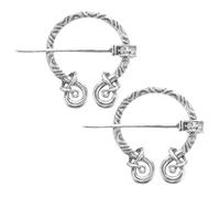 VILLFUL 2 alfileres de capa medieval, broche vikingo vintage, broches para chal, bufanda, capa, para mujer, accesorio de disfraz, plata antigua