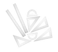 VILLFUL 2 Juegos Reglas Geométricas Transparente con Escuadra Cartabón y Transportador Set de Unidades para Dibujo Escuela y Arquitectura Herramienta Multifuncional para Estudiantes y