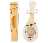 VILLFUL 2 miniinstrumentos musicales hechos a mano: pipa y guzheng chinos de madera para decoración del hogar, ideal para entusiastas de la música, manualidades y decoración artística.