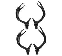 VILLFUL 2 Pares Diadema con Cuernos de Ciervo Negros Grandes para Manualidades DIY Accesorios para Mujer Fiestas de Halloween Carnaval y Disfraces Temáticos