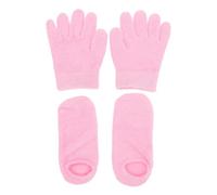 VILLFUL 2 pares Guantes y Calcetines Hidratantes de Gel para Mujer Kit de Cuidado y Protección de Manos y Pies Suaves y Reutilizables para Piel Seca y Agrietada Color Rosa y Portátil