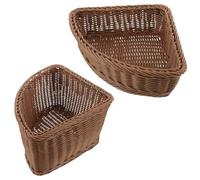 VILLFUL 2 Piezas Cestas de Almacenamiento de Plástico Rattan Imitación de Cestas Esquinero Triangulares Curvas para Ropa y Organización de Hogar Bandejas Decorativas para Armario y Sala
