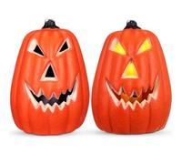 VILLFUL 2 Piezas Decoración Halloween Pzas Lámparas Calabaza LED con Esqueleto Luz Ambiental para Interior y Exterior para Fiesta y Otoño