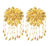 VILLFUL 2 Piezas Epaulettes con Flecos de Lentejuelas y Flores Parche de Hombro Artesanal Dorado para Disfraces y Actuaciones Accesorios de Escenario para Mujeres
