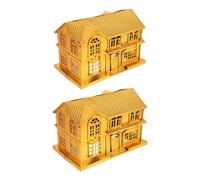 VILLFUL 2 Piezas Mansión de Plástico Dorado para Culto Ancestral, Villa Conmemorativa para Ofrendas en Limpieza de Tumbas, Suministros Funerarios Decorativos para Rituales
