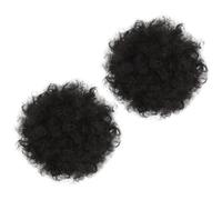 VILLFUL 2 piezas Moño Postizo Rizado Afro con Clip Extensión de Cabello Sintético Resistente al Calor para Fiesta Cosplay y Uso Diario