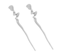 VILLFUL 2 piezas Palillos Chinos para Pelo Metálicos Vintage con Diseño Geométrico Irregular y Detalle Artesanal Accesorios Elegantes para Peinados Recogidos Femeninos de Plata Antigua
