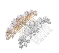 VILLFUL 2 piezas Peineta para Novia Artesanal con Perlas y Cristales Peines Laterales Elegantes para Boda Accesorios para Cabello de Mujer y Niña Diseño Único Hecho Mano Tonos Plata