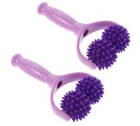VILLFUL 2 Piezas Rodillo Masajeador Manual Y Forma con Bolas Espinosas para Masaje Profundo de Músculos y Relajación Corporal Púrpura para Yoga y Recuperación Deportiva