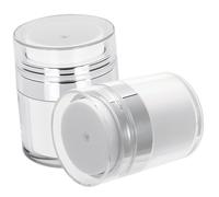 VILLFUL 2 piezas Tarros de Crema Airless de Bote Dispensador Cosmético Recargable con Bomba Envases Vacíos para Cremas Faciales para Viaje y Uso Diario