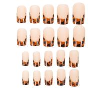 VILLFUL 24 Uñas Postizas Con Estampado De Leopardo Manicura Francesa Uñas Postizas A Presión Artificiales Adhesivas