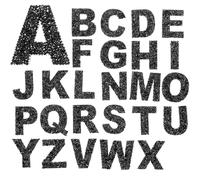 VILLFUL 26 Piezas Pegatina de Letras para Planchar Parche de Letras Termoadhesivo Gemas de Imitación y Purpurina Negro para Manualidades y Decoración de Ropa Zapatos Sombreros y Equipaje