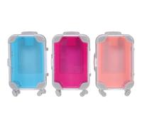 VILLFUL 3 Piezas Maletas Miniatura de Plástico Rosa Fucsia y Azul para Organizador de Joyas y Caja para Cajas para Detalles de Boda y Cumpleaños Portátiles y Multifuncionales para Viaje y