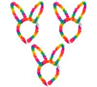 VILLFUL 3 Piezas Unidades Diademas de Peluche con Orejas y Luces LED Accesorio de Cabello para Disfraces Infantiles y Adultos Diseño Arcoíris Brillante para Fiestas y Eventos