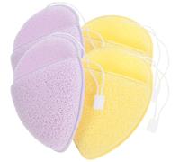 VILLFUL 4 Esponjas Limpiadoras Faciales Exfoliantes Forma de Gota Suaves y Esponjosas Colores Morado y Amarillo para Limpieza y Eliminación de Maquillaje Aptas para Cuidado Diario