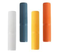 VILLFUL 4 Piezas Estuche Porta Cepillos de Dientes de Viaje Tapa Sellada Caja Plástica Ligera para Pasta Dental y Vaso de Enjuague Diseño de Rayas Antideslizante Portable para Camping y