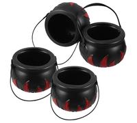 VILLFUL 4 Piezas Halloween Candy Jars Portable Flame Pumpkin Buckets Kid-Friendly Candy Holders For Treat Storage and Party Decorations
